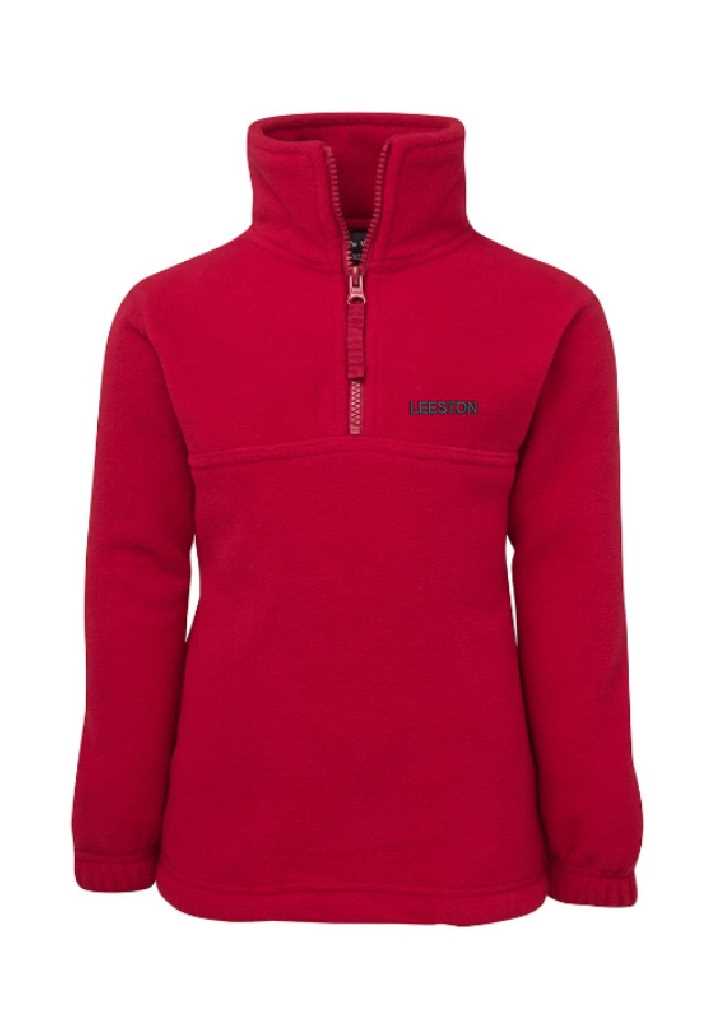 Leeston School 1/4 Zip Fleece Dark Red Kids